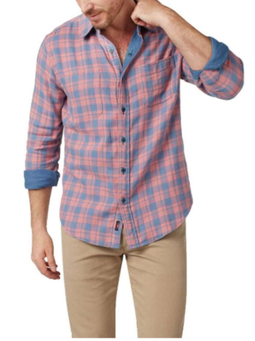 Faherty Reversible 100% Organic Cotton Plaid Belmar Flannel Shirt Size Medium